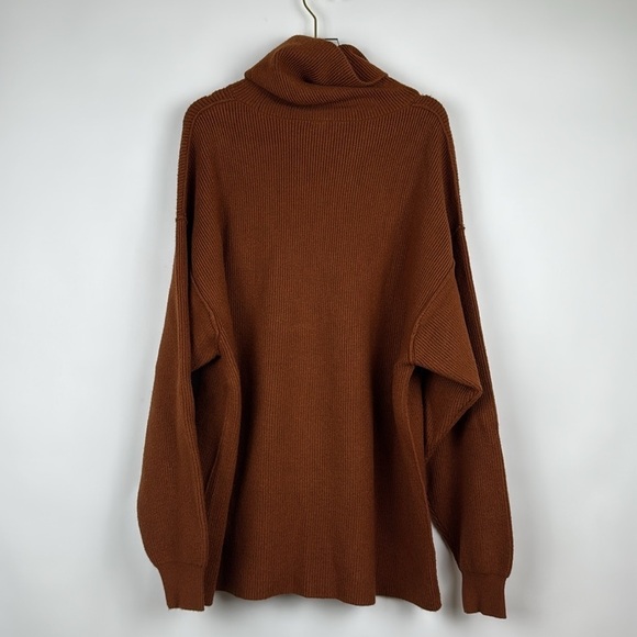 Free People Softly Structured Knit Tunic Turtleneck Sweater in Tobacco Size S - Picture 6 of 11